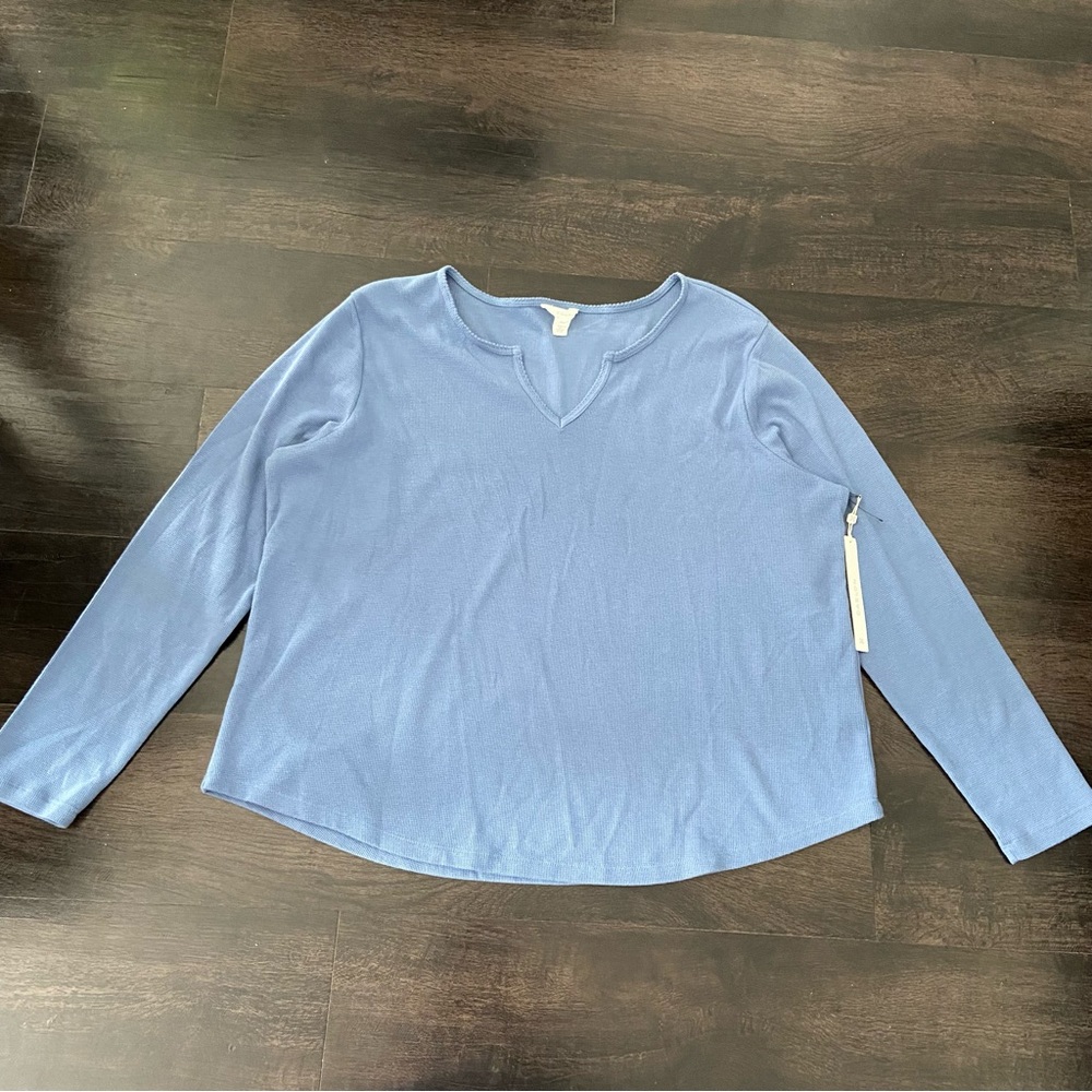 Light Blue Long Sleeve Top-Size XXL women